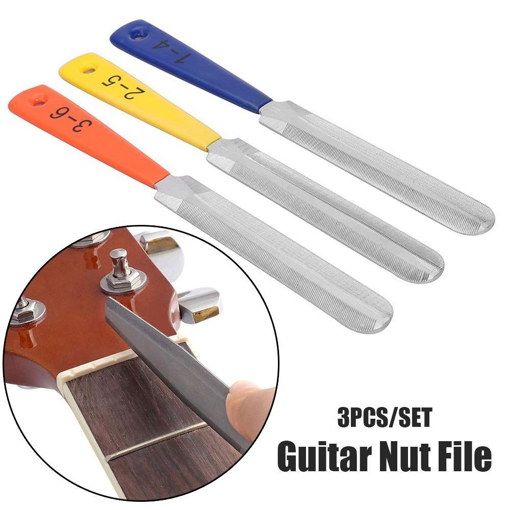 Nanas 3pcs/set Kikir Mur Gitar Sanding Saddle Filing Aksesoris Gitar Slotting File