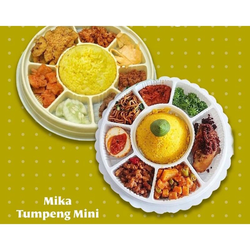 Mika Tumpeng Bulat CT20 Sekat8 Isi 10PCS Alas dan Tutup Warna Putih Coklat Ivory