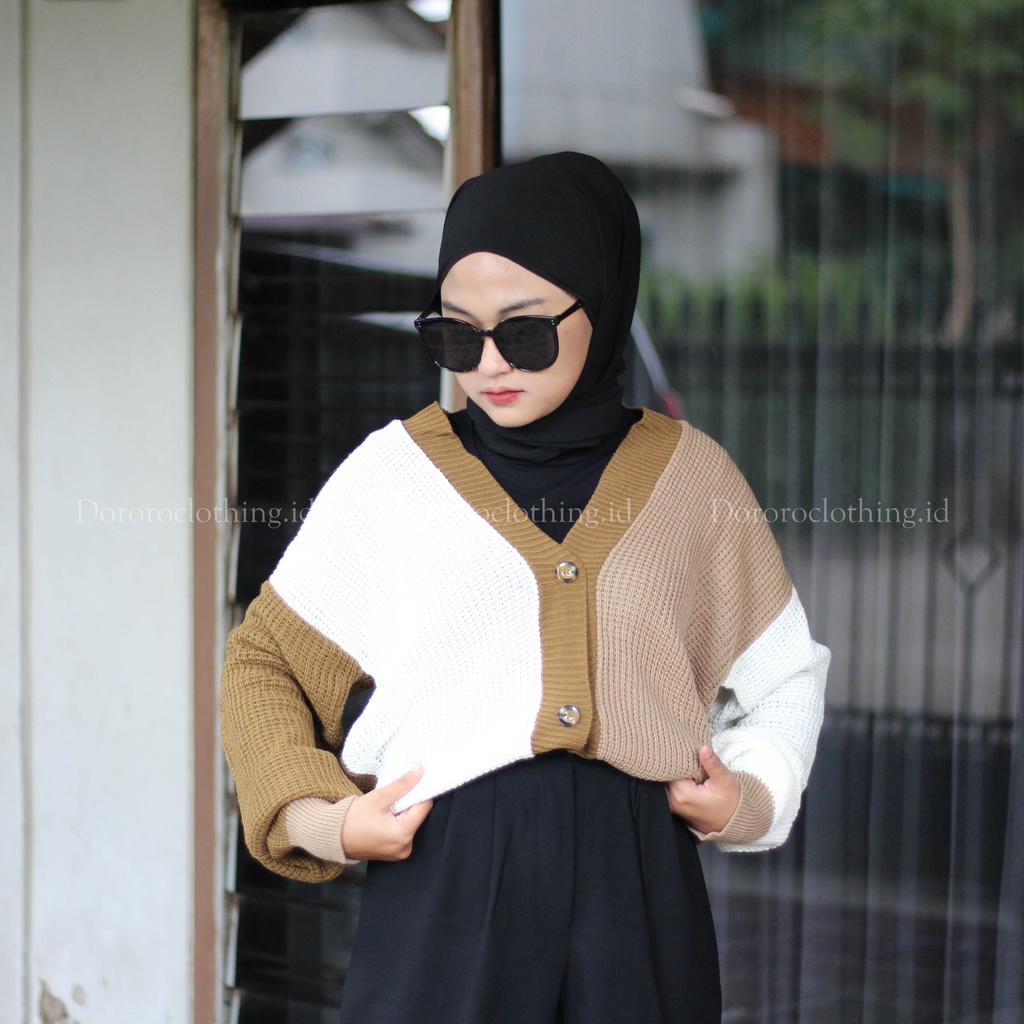 Kardigan Rajut Kancing Jumbo Cardigan Rajut Oversize Warna Mix Kombinasi