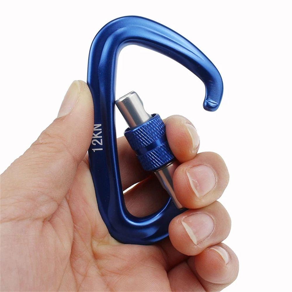 Agustina Climbing Carabiner Bentuk D Hiking Safety Lock Alat Pelindung 12KN Aksesori Luar Ruangan Gesper Gantung