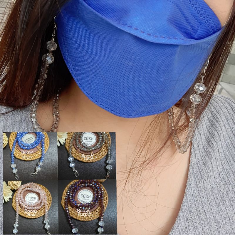 Kalung Masker Gantungan Masker Layer Strap Masker Kristal Berkilau Boow Strap Mask Crystals