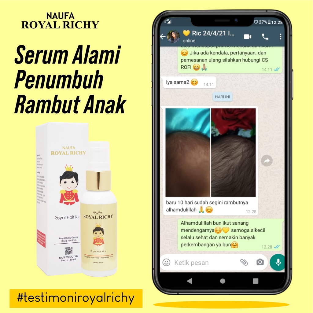 Naufa Royal Richy -  Serum Multivitamin Minyak Kemiri Penumbuh Penyubur &amp; Penebal Rambut Anak Bayi &amp; Dewasa