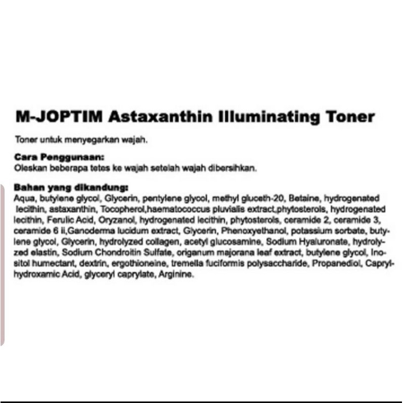 M-Joptim Astaxanthin Illuminating Toner