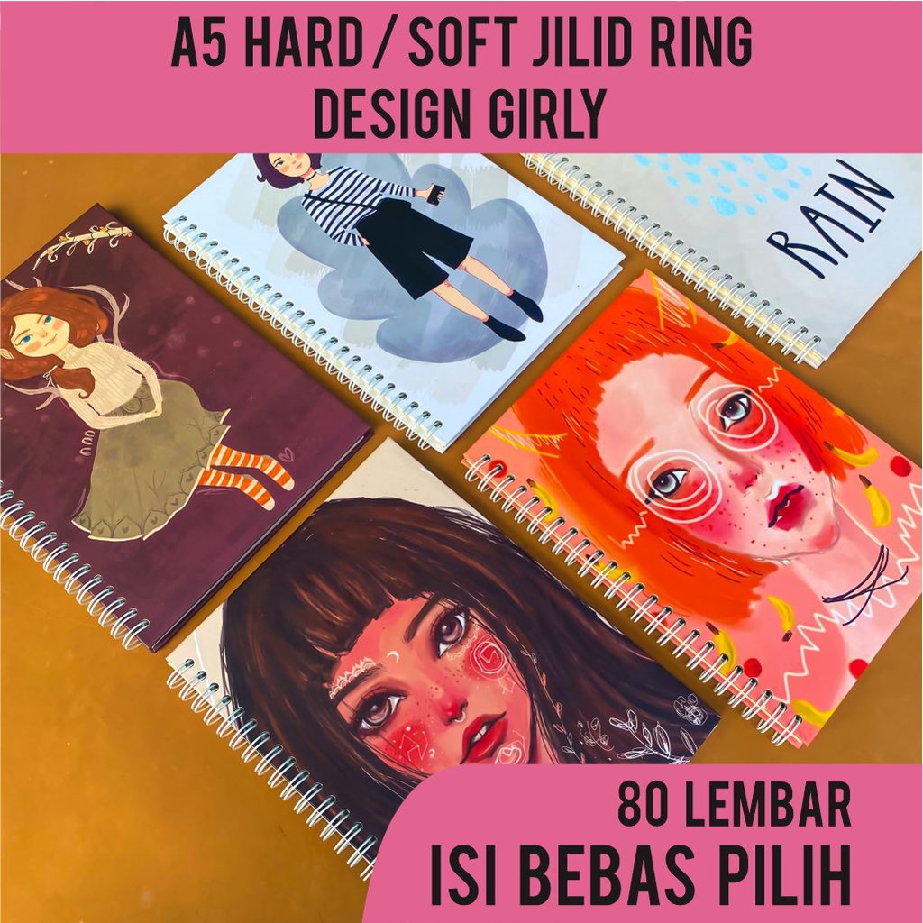 

Notes Jilid Ring Spiral Isi Bebas Pilih A5 80 Lembar Hardcover Softcover | Buku Jurnal Agenda Desain Girly