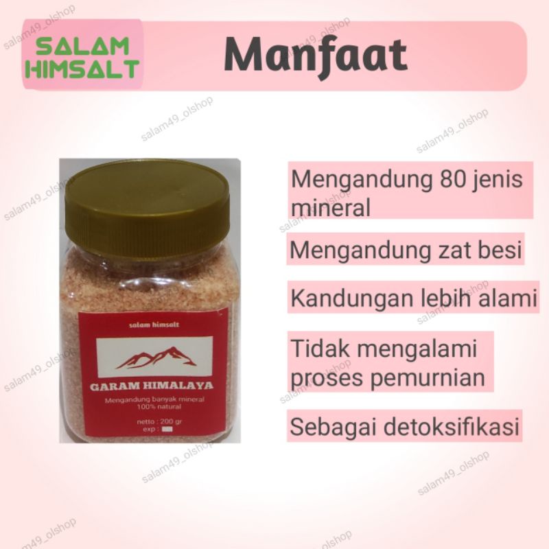 

Garam pink salt, himalayan pink salt, murah, praktis, lebih asin, baik untuk kesehatan!!!