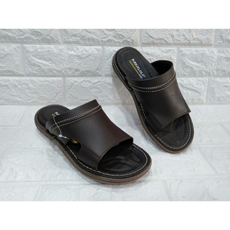 Sandal sendal kulit PAKALOKO santai formal pesta laki-laki pria PAKALOLO N 0945 Brown