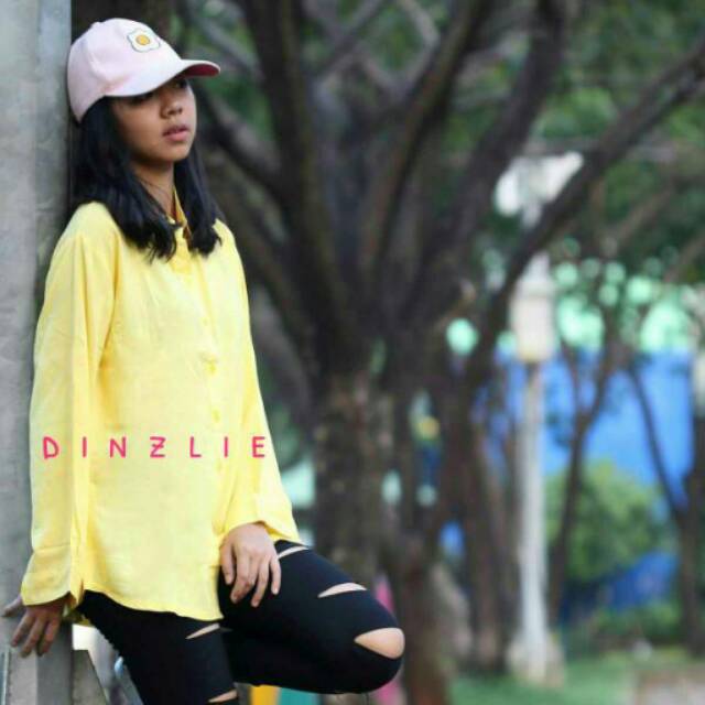 KEMEJA WANITA UK. MINI (FIT S-M) WARNA KUNING SOFT