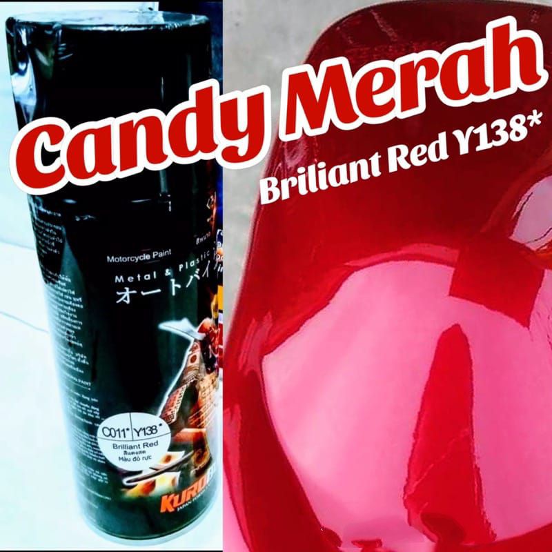 Pilok Merah Candy Brilliant Red Y138 * Samurai Cat Semprot Sepeda Motor Mobil Velg Rangka