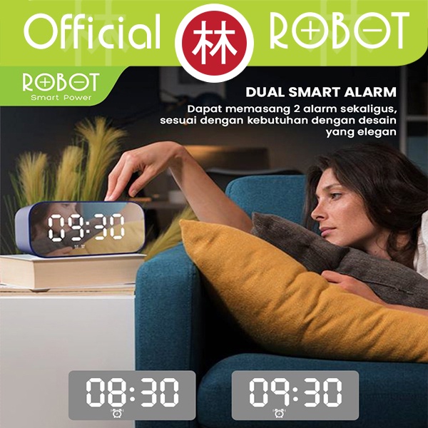 Robot RB560 Speaker Bluetooth Alarm Clock LED Indicator Bluetooth 5.0