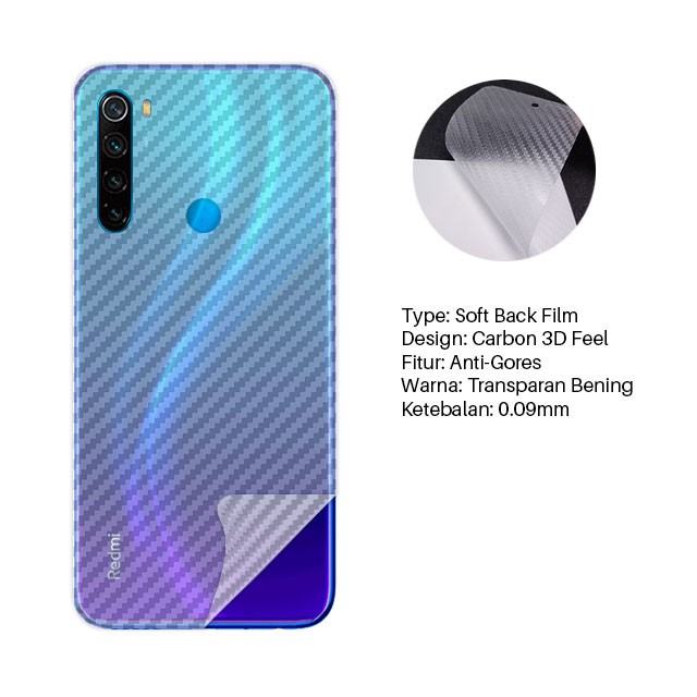 Garskin Carbon 3D Xiaomi Redmi Note 8 Premium Back Screen Protector