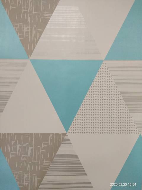 Wallpaper Dinding Motif Segitiga Biru Tosca Ukuran 10 Meter x 45 CM