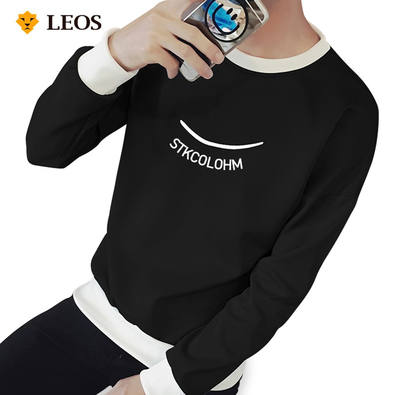 

LEOS Original Kaos lengan panjang santai fashion pria wanita Kain interwoven