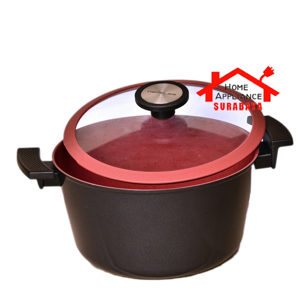 Panci Casserole Asta Premium Neoflam 24 CM Tutup Kaca Premium Soup Pan Anti Lengket