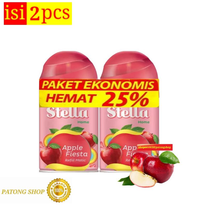 STELLA MATIC REFILL APPLE FIESTA 225ML Multipack isi 2 pcs / Pengharum Ruangan