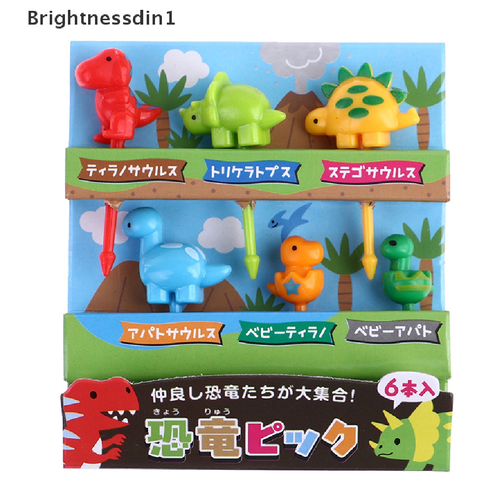 6 Pcs / set Garpu Buah Mini Desain Kartun Hewan Dinosaurus Untuk Anak