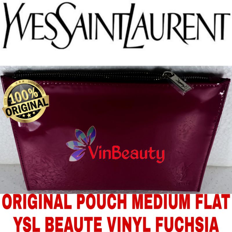 OriginaL Pouch Medium Flat YSL Beaute Vinyl Fuchsia Murah