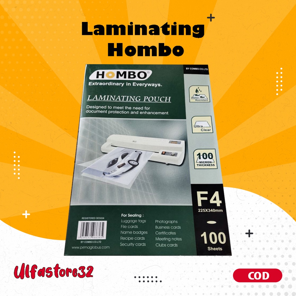 

Plastik laminating F4 HOMBO 100 micron (100 lembar) / atk grosir murah sekolah