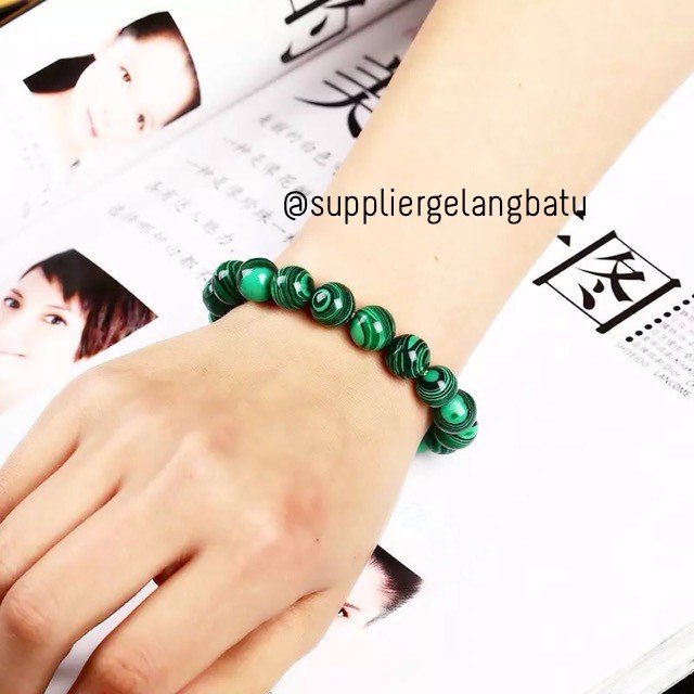 gelang batu dyed malachite hijau natural kristal casual korea