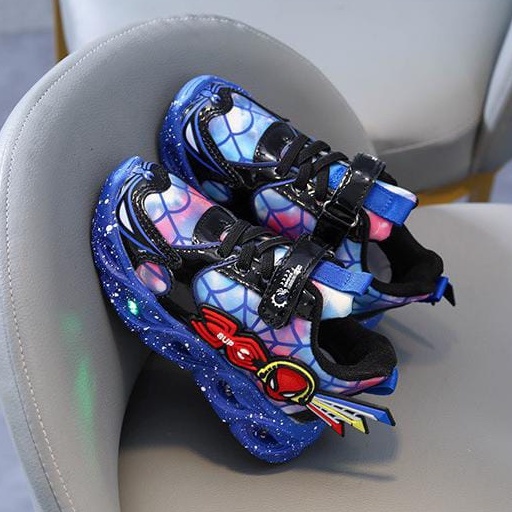 Spiderspy Sepatu With Led Anak Size 21-30 Usia 1-5 Tahun