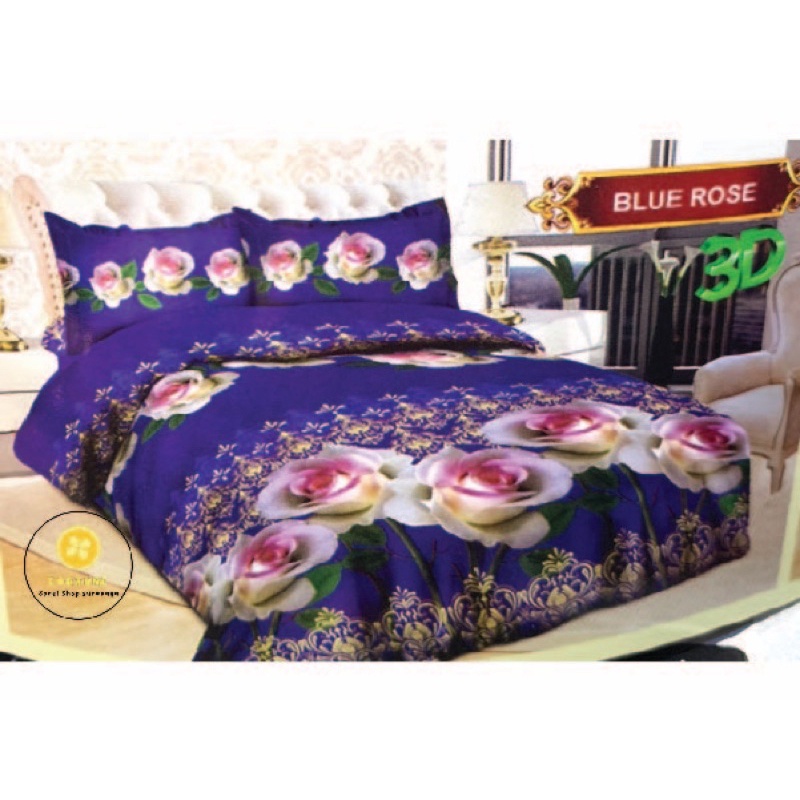 Sprei BONITA Motif Terbaru BUNGA 3D Disperse (BISA COD) Blue Rose, Revanda, Elvina, Bianca, Nancy, Novita