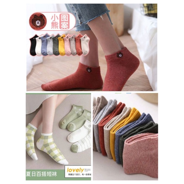 KAOS KAKI POLOS  DAN MOTIF SEMATA KAKI KAUS KAKI CUTE LUCU KAOS KAKI ANKLE