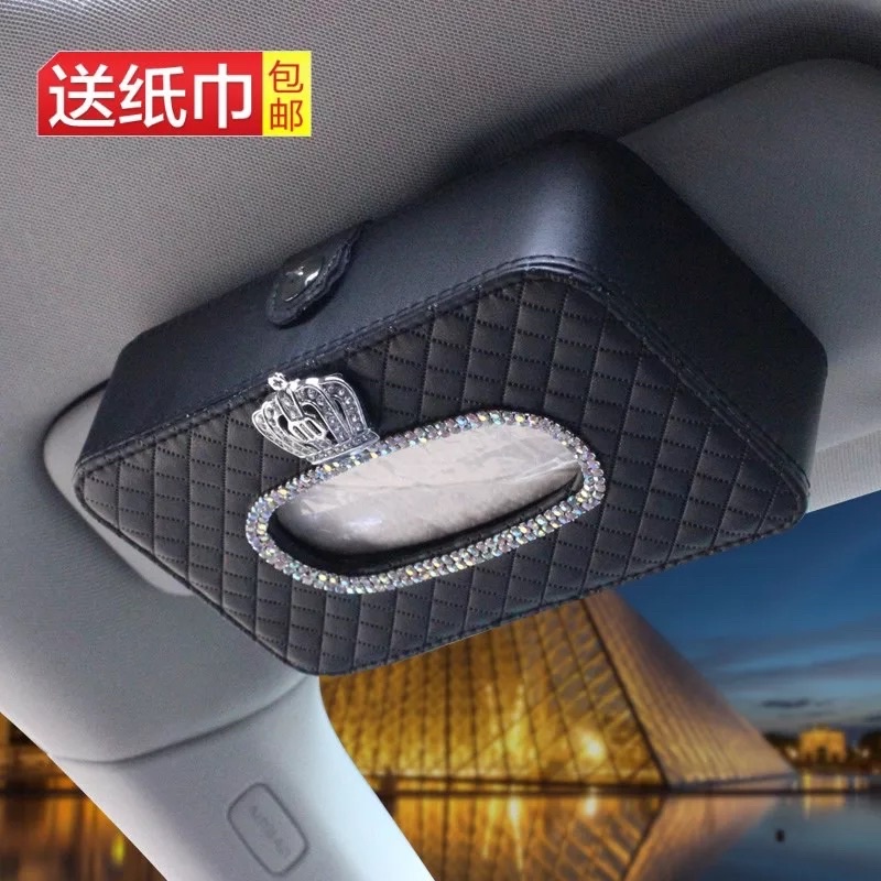 tempat  tissue mobil sunvisor mhkota angsa swan KULIT MOTIF SILANG KOTAK TISSUE Tisu Jepit Sunvisor Slot Pintu atau Kantong Belakang Jok Mobil