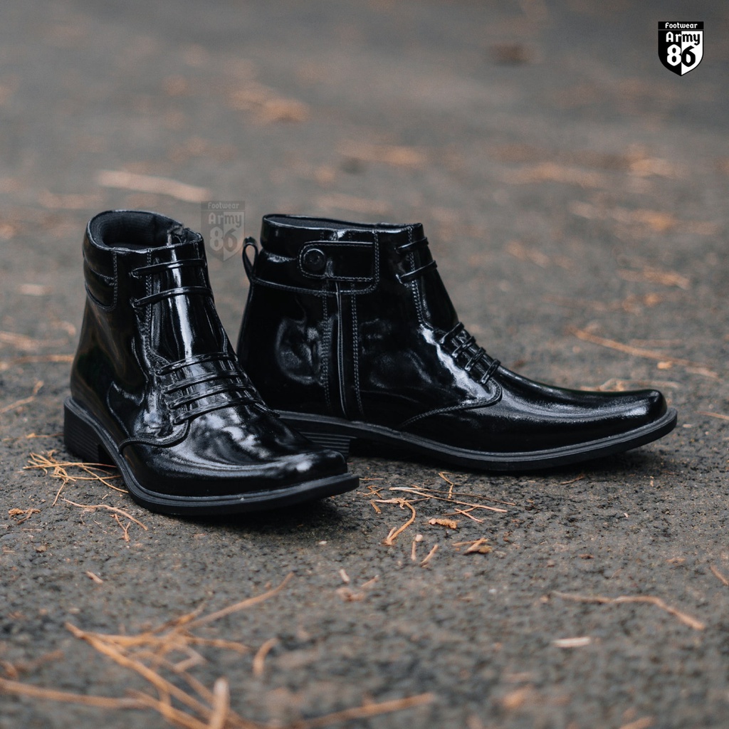 SEPATU PDH PDL POLISI POLRI TNI SECURITY RESMI jatah formal KILAP resleting Army86