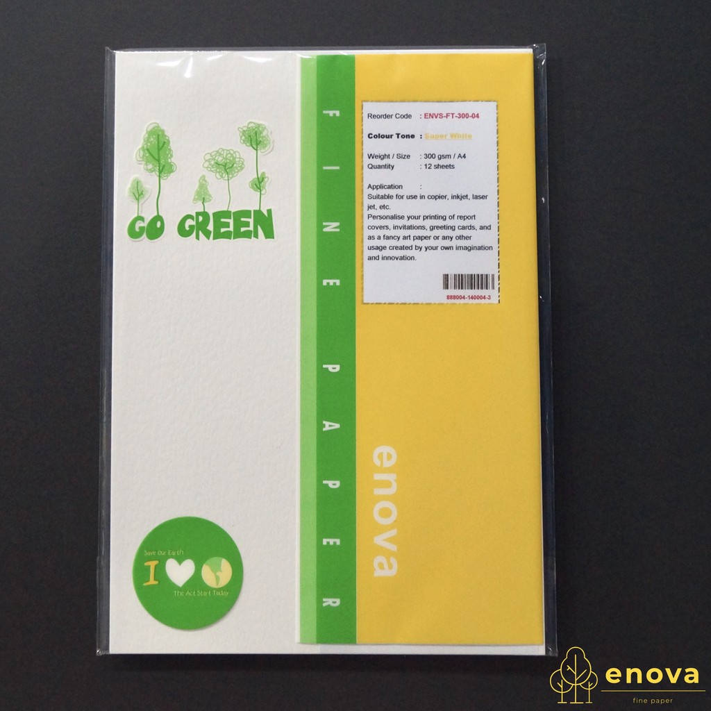 

Fancy Art Paper ENOVA | Super White | A4 300GSM (Putih)