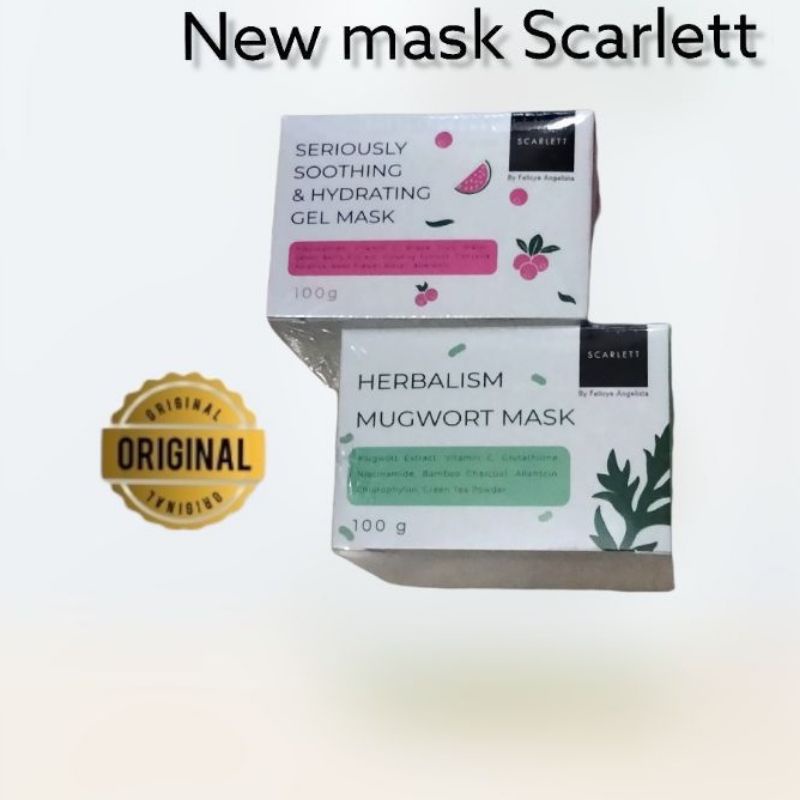 (INEED) [BARU!!] SCARLETT MASKER WAJAH MUGWORT &amp; SHOOTING GEL MASK 100gr