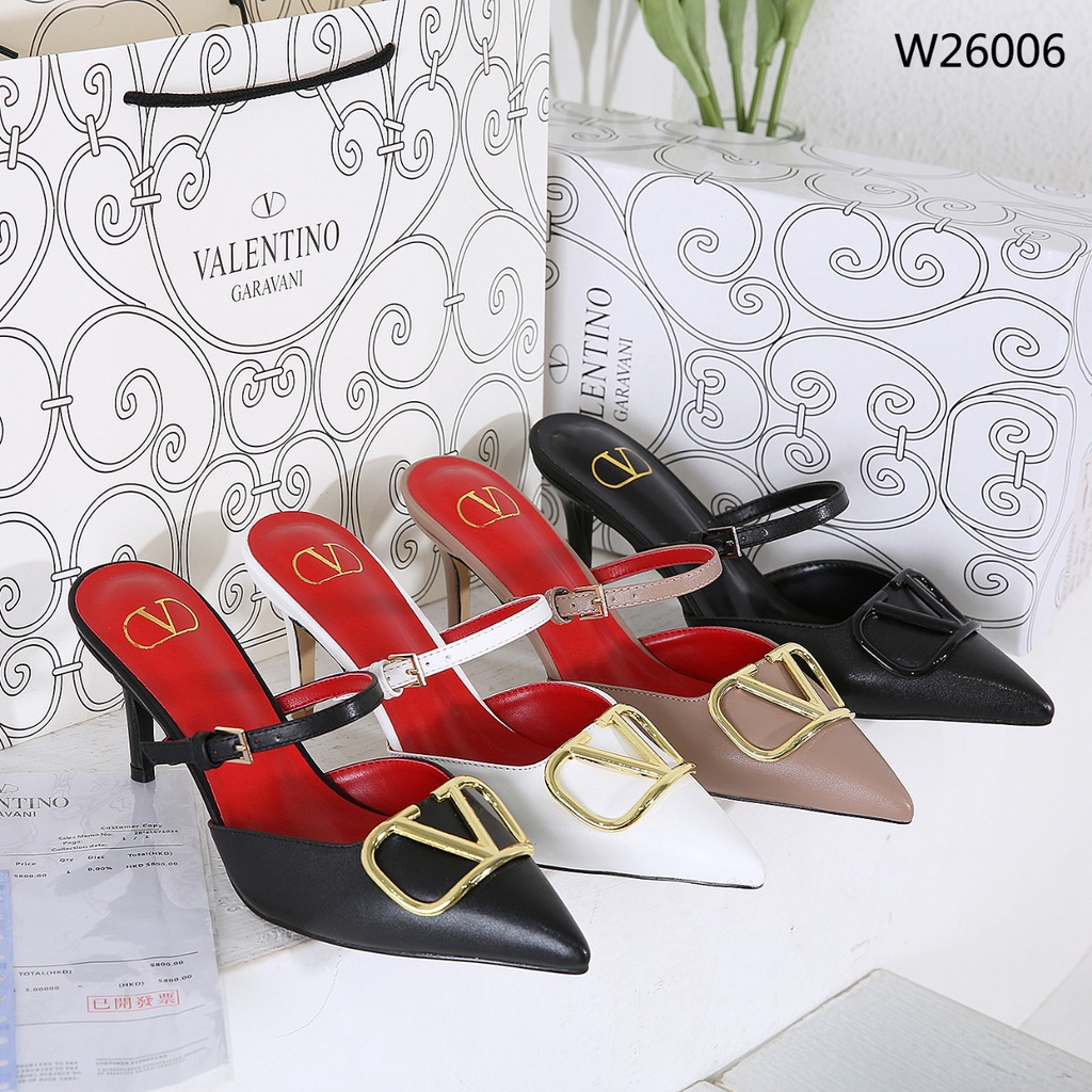 SEPATU IMPOR 26006VALENTINO GARAVAN V LOGO HEELS W26006 SEMIORI GRADE AAA WITH PAPERBAG