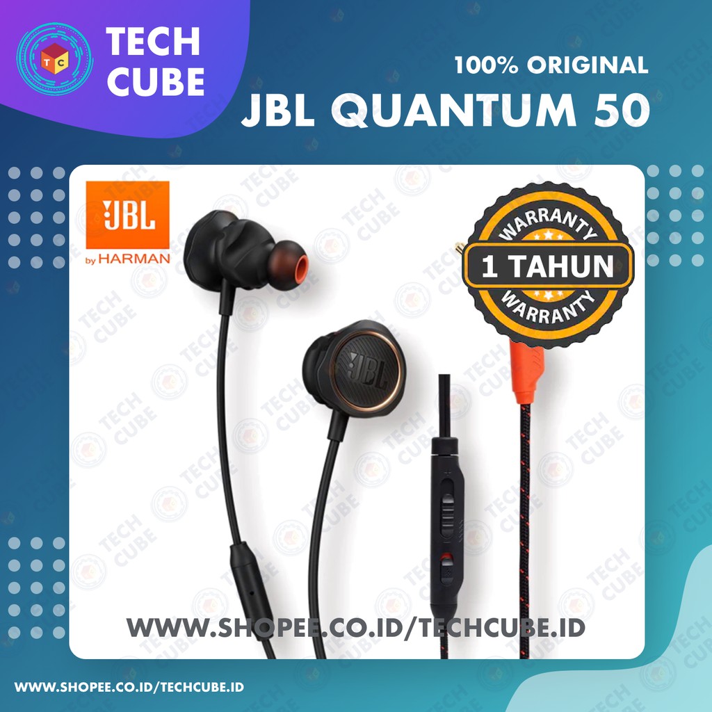 JBL Quantum 50 Q50 With Mic Gaming Wired Earphone Bass Game Sport GARANSI RESMI IMS
