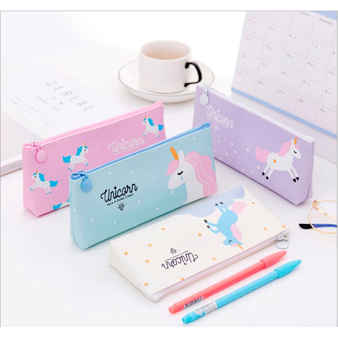 Tempat Pensil Karakter UNICORN Lucu Warna Pastel / Pencil Case Unicorn / Tempat Alat Tulis Unicorn