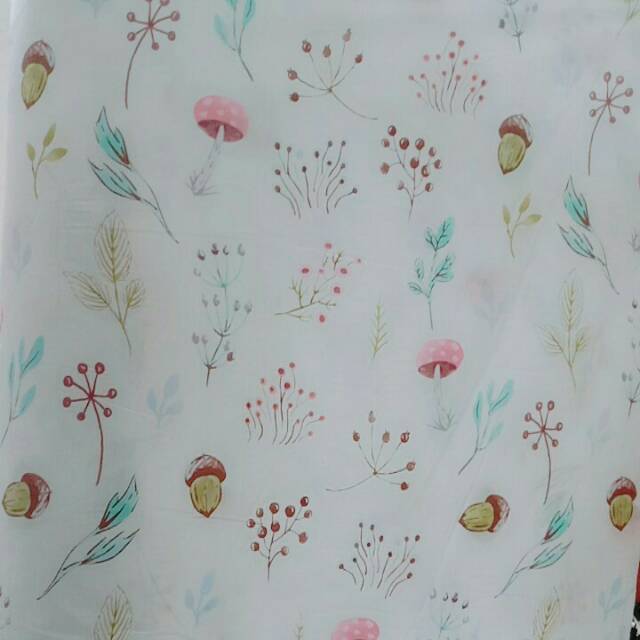 Bahan Kain Sprei |Katun Jepang |Motif jamur putih