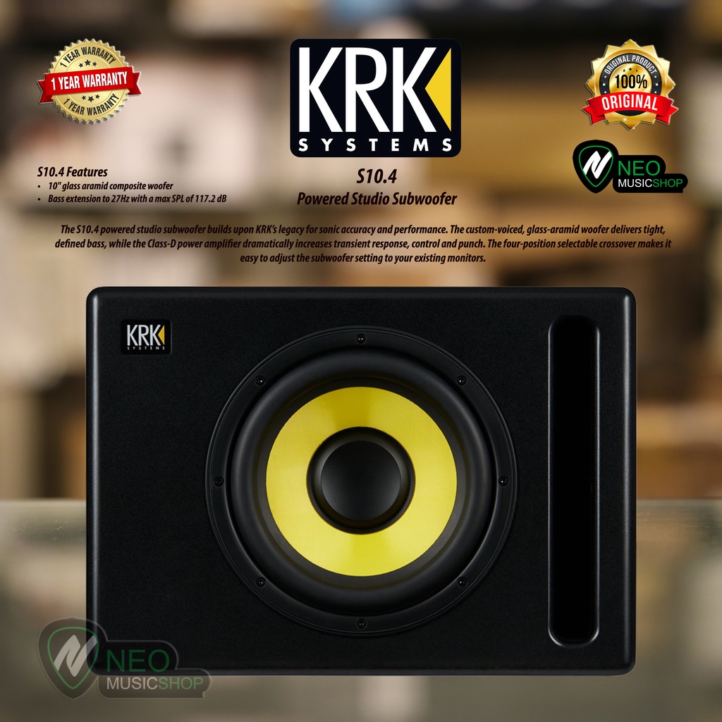 KRK S10.4 powered studio subwoofer 10" glass aramid composite woofer