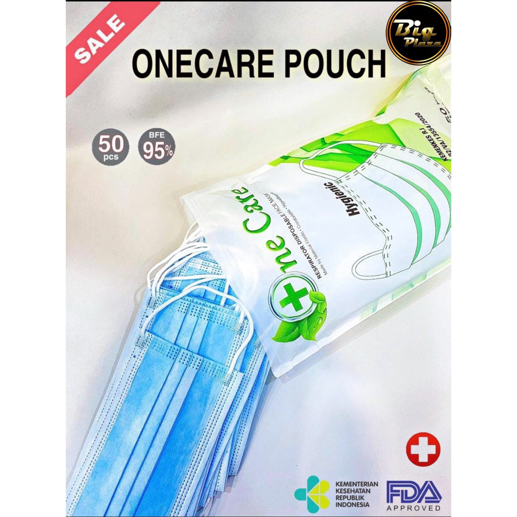 Necare POUCH Masker Earloop Hygienic 3ply isi 50 pcs Ne Care Kemenkes - Big Plaza