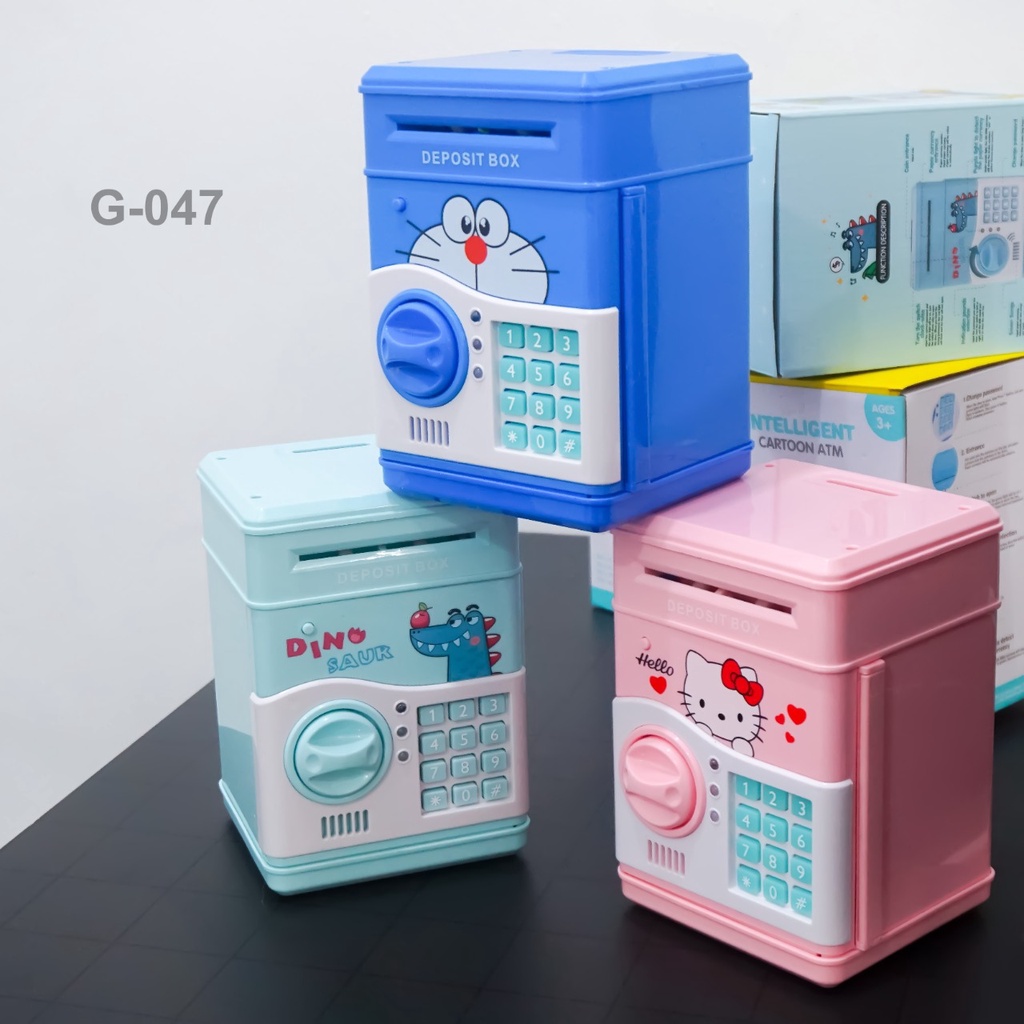 Celengan Atm Bank Sensor Fingerprint Mainan Karakter / Celengan Brangkas/ Celengan Box Bank Mainan K