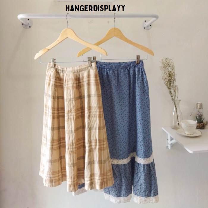 Hanger Kayu Dewasa Jepit Besi (Wood)  - Gantungan Baju Palang Jepit Besi Setelan