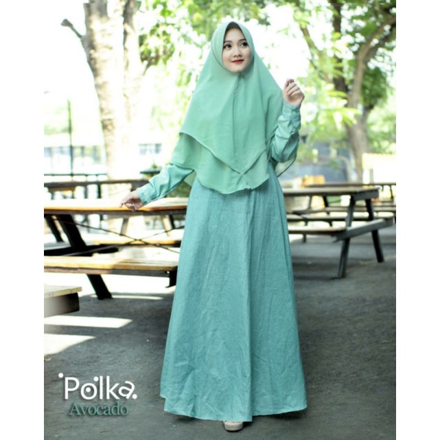 GAMIS SET KHIMAR KATUN JEPANG POLKA ORI AKIFA MUSLIMAH