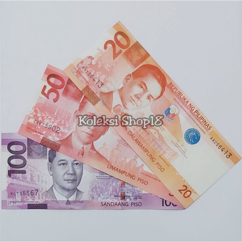 Koleksi Satu Set Paket Lengkap Peso Pilipina Pecahan 20 50 Dan 100 Peso
