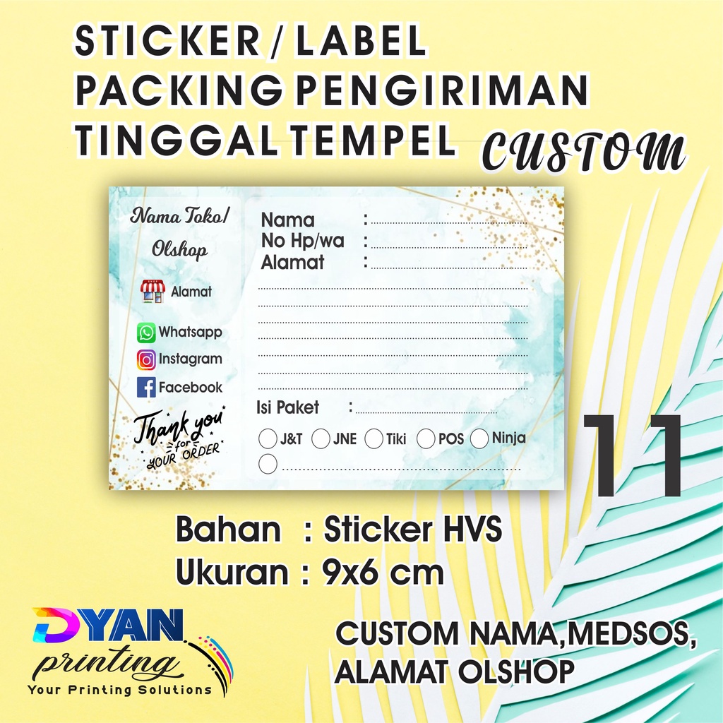 STIKER LABEL PENGIRIMAN PACKING ONLINE SHOP CUSTOM UKURAN 9X6CM COD/BAYAR DITEMPAT