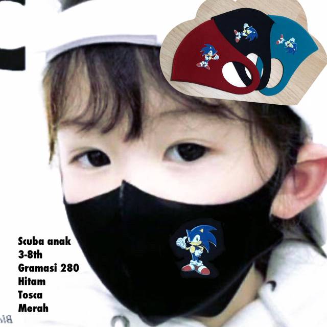 T2 MASKER  MULUT  MASKER  SCUBA  ANAK COWOK MOTIF  SONIC 3 