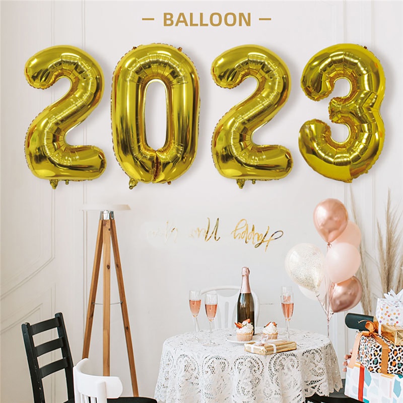 Balon Foil Helium Bentuk Angka Ukuran 2023x32 Inci Untuk Dekorasi Pesta Tahun Baru