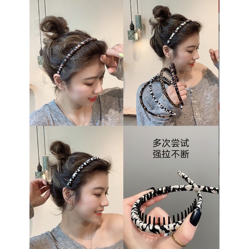 Bando Korea Sisir Motif Leopard Harimau / Bando Poni Wanita Gibran