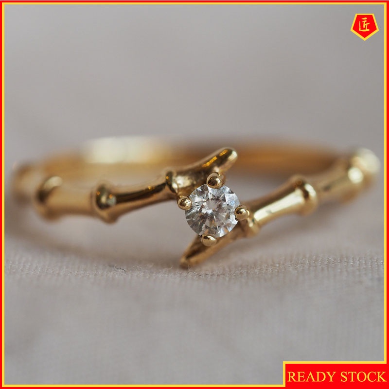 [Ready Stock]Creative Bamboo Ring 18K Gold Diamond