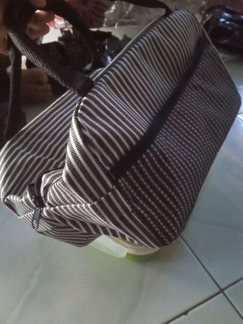 Tas Bekal Import Terbaru Insulated Bag M105 A Stripes Navy, Brown , Gold , Black