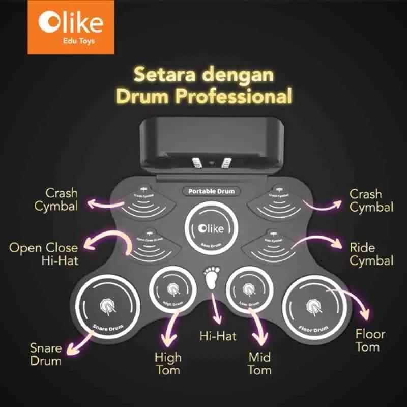 Olike Drum Elektrik / Portable Drum - Garansi Resmi