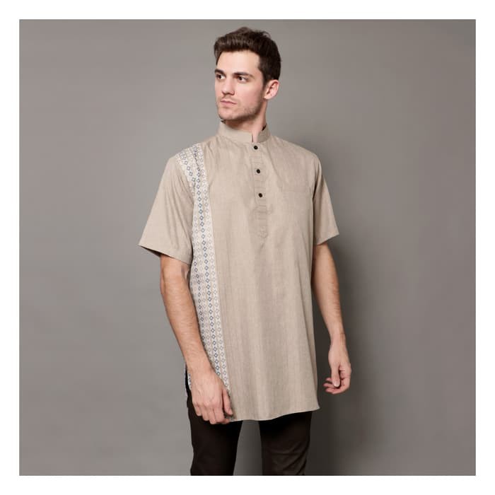 Restock - Baju Koko Lengan Pendek Putih Tulang Alista 6 Keme PH703 Baju Kurta Batik Khaki