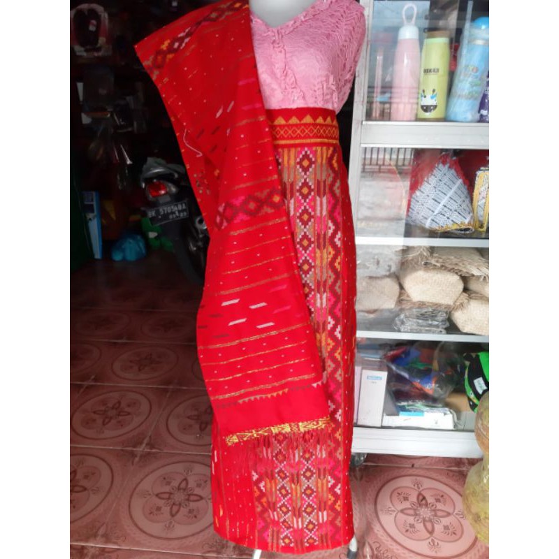 SONGKET BATAK MERAH BAWAHAN PAKAIAN ADAT BATAK TENUN SIPIROK EKSKLUSIF SONGKET MERAH