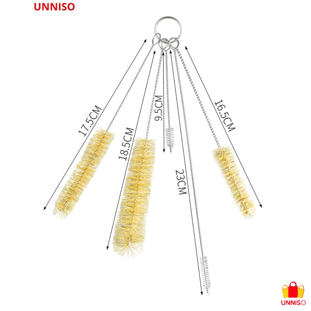 UNNISO - Mini Straw Brush Pembersih Botol 1 Set Isi 5