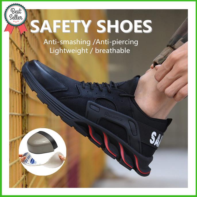 Safety Shoes Unisex warna hitam model sneakers trendy ringan king jogg